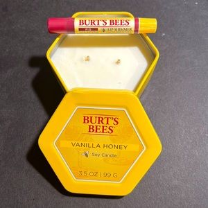 NWT BURT’s BEES Candle & Lip Set